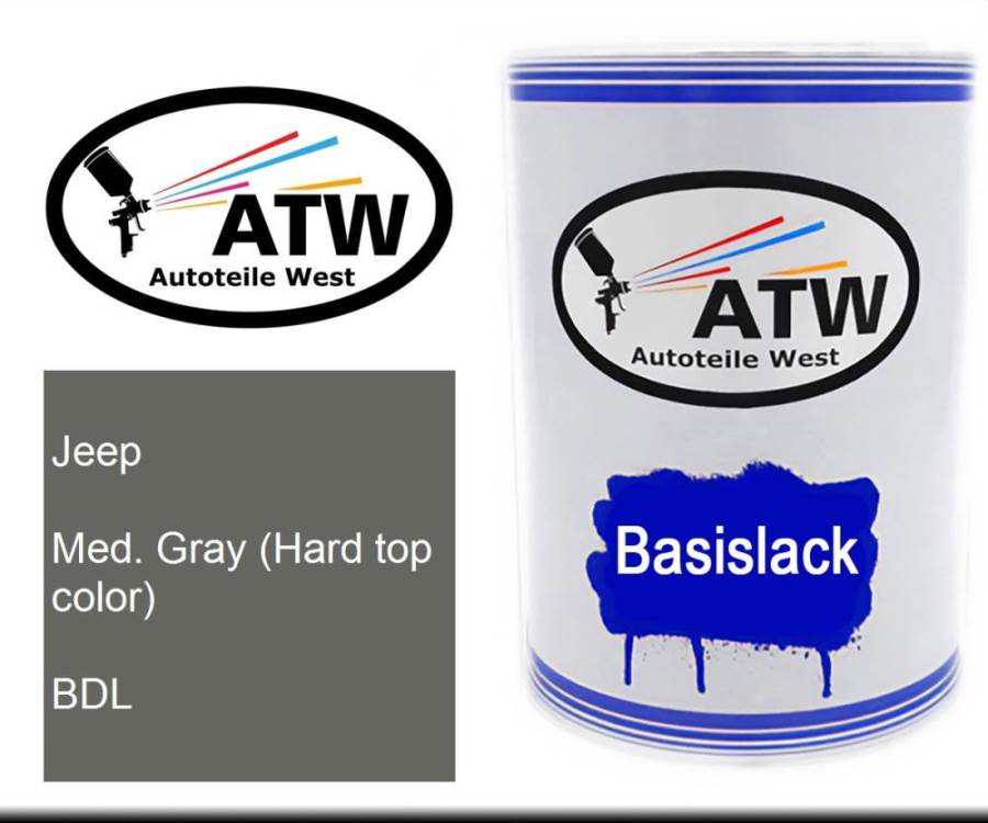 Jeep, Med. Gray (Hard top color), BDL: 500ml Lackdose, von ATW Autoteile West.